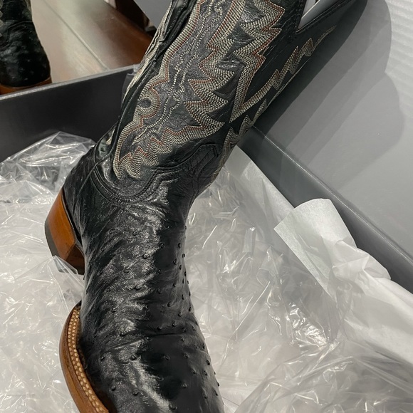 Men’s Lucchese premium Black ostrich main image 4